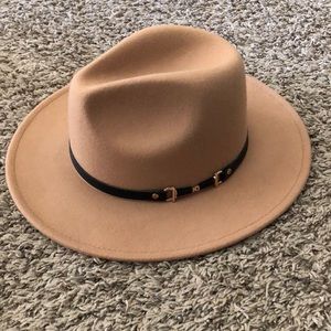 Tan small brimmed womens hat